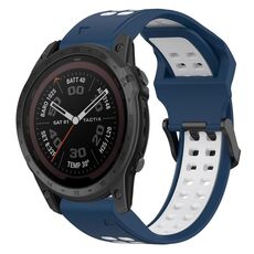 Per Garmin Tactix 7 Pro 26mm cinturino in silicone con fibbia inversa bicolore (blu + bianco)