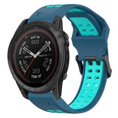 Per Garmin Tactix 7 Pro 26mm cinturino in silicone con fibbia inversa bicolore (blu + verde acqua)