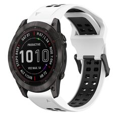 Per Garmin Fenix 7X 26mm cinturino in silicone con fibbia inversa bicolore (bianco + nero)