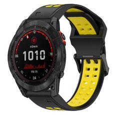 Per Garmin Fenix 7X Solar 26mm Cinturino in silicone con fibbia inversa bicolore (nero + giallo)