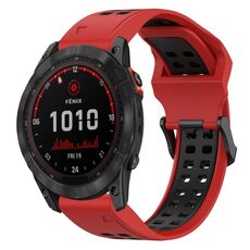 Per Garmin Fenix 7X Solar 26mm cinturino in silicone con fibbia inversa bicolore (rosso + nero)