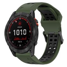 Per Garmin Fenix 7X Solar 26mm cinturino in silicone con fibbia inversa bicolore (verde militare + nero)