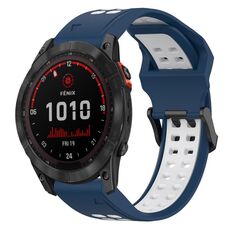 Per Garmin Fenix 7X Solar 26mm Cinturino in silicone con fibbia inversa bicolore (blu + bianco)