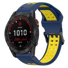 Per Garmin Fenix 7X Solar 26mm Cinturino in silicone con fibbia inversa bicolore (blu + giallo)