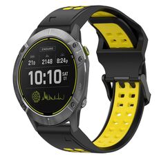 Per Garmin Enduro 26mm cinturino in silicone con fibbia inversa bicolore (nero + giallo)