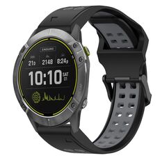 Per Garmin Enduro 26mm cinturino in silicone con fibbia inversa bicolore (nero + grigio)