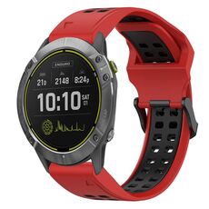 Per Garmin Enduro 26mm cinturino in silicone con fibbia inversa bicolore (rosso + nero)