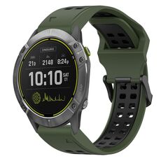 Per Garmin Enduro 26mm cinturino in silicone con fibbia inversa bicolore (verde militare + nero)