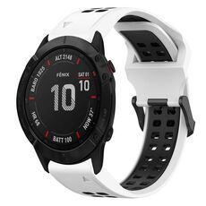 Per Garmin Fenix 6X Pro 26mm cinturino in silicone con fibbia inversa bicolore (bianco + nero)
