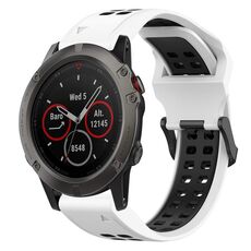 Per Garmin Fenix 5X 26mm cinturino in silicone con fibbia inversa bicolore (bianco + nero)