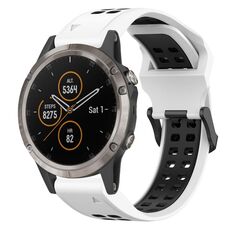 Per Garmin Fenix 5X Plus 26mm cinturino in silicone con fibbia inversa bicolore (bianco + nero)