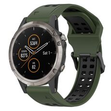Per Garmin Fenix 5X Plus 26mm cinturino in silicone con fibbia inversa bicolore (verde militare + nero)