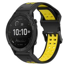 Per Garmin Tactix Delta 26mm cinturino in silicone con fibbia inversa bicolore (nero + giallo)
