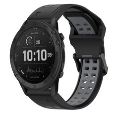 Per Garmin Tactix Delta 26mm cinturino in silicone con fibbia inversa bicolore (nero + grigio)