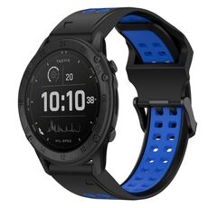 Per Garmin Tactix Delta 26mm cinturino in silicone con fibbia inversa bicolore (nero + blu)