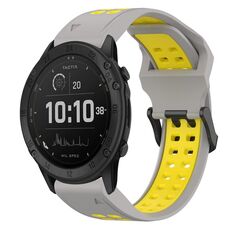 Per Garmin Tactix Delta 26mm cinturino in silicone con fibbia inversa bicolore (grigio + giallo)