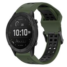 Per Garmin Tactix Delta 26mm cinturino in silicone con fibbia inversa bicolore (verde militare + nero)