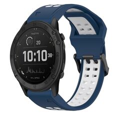 Per Garmin Tactix Delta 26mm cinturino in silicone con fibbia inversa bicolore (blu + bianco)