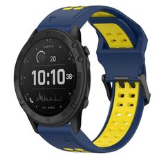 Per Garmin Tactix Delta 26mm cinturino in silicone con fibbia inversa bicolore (blu + giallo)