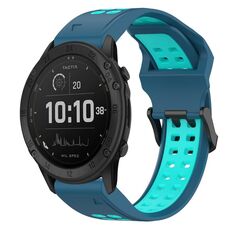 Per Garmin Tactix Delta 26mm cinturino in silicone con fibbia inversa bicolore (blu + verde acqua)