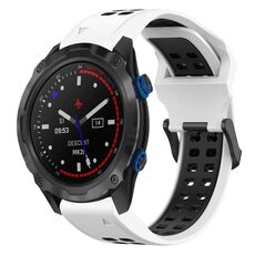 Per Garmin Descent MK 2i 26mm cinturino in silicone con fibbia inversa bicolore (bianco + nero)
