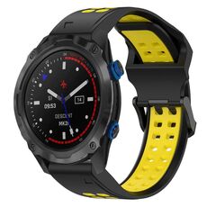 Per Garmin Descent MK 2i 26mm cinturino in silicone con fibbia inversa bicolore (nero + giallo)