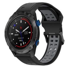 Per Garmin Descent MK 2i 26mm cinturino in silicone con fibbia inversa bicolore (nero + grigio)