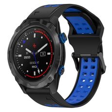 Per Garmin Descent MK 2i 26mm cinturino in silicone con fibbia inversa bicolore (nero + blu)