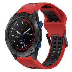 Per Garmin Descent MK 2i 26mm cinturino in silicone con fibbia inversa bicolore (rosso + nero)