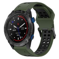 Per Garmin Descent MK 2i 26mm cinturino in silicone con fibbia inversa bicolore (verde militare + nero)
