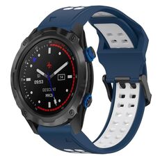 Per Garmin Descent MK 2i 26mm cinturino in silicone con fibbia inversa bicolore (blu + bianco)