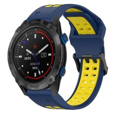 Per Garmin Descent MK 2i 26mm cinturino in silicone con fibbia inversa bicolore (blu + giallo)