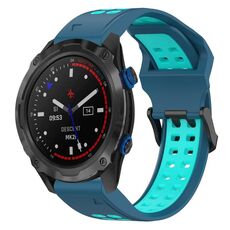 Per Garmin Descent MK 2i 26mm cinturino in silicone con fibbia inversa bicolore (blu + verde acqua)