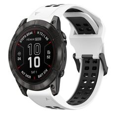 Per Garmin Fenix 7S Pro 42mm 20mm Cinturino in silicone con fibbia inversa bicolore (bianco + nero)