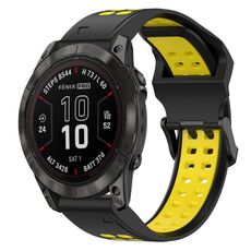 Per Garmin Fenix 7S Pro 42mm 20mm Cinturino in silicone con fibbia inversa bicolore (nero + giallo)