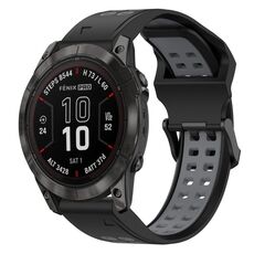 Per Garmin Fenix 7S Pro 42mm 20mm Cinturino in silicone con fibbia inversa bicolore (nero + grigio)