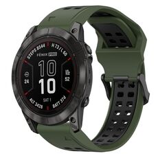 Per Garmin Fenix 7S Pro 42mm 20mm cinturino in silicone con fibbia inversa bicolore (verde militare + nero)