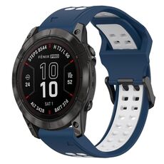 Per Garmin Fenix 7S Pro 42mm 20mm Cinturino in silicone con fibbia inversa bicolore (blu + bianco)