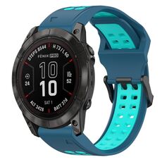 Per Garmin Fenix 7S Pro 42mm 20mm Cinturino in silicone con fibbia inversa bicolore (blu + verde acqua)
