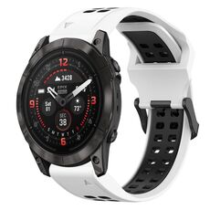 Per Garmin Epix Pro 42mm 20mm cinturino in silicone con fibbia inversa bicolore (bianco + nero)