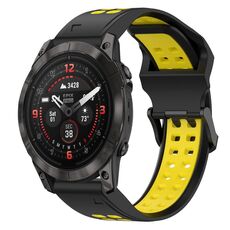 Per Garmin Epix Pro 42mm 20mm cinturino in silicone con fibbia inversa bicolore (nero + giallo)