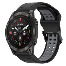 Per Garmin Epix Pro 42mm 20mm cinturino in silicone con fibbia inversa bicolore (nero + grigio)