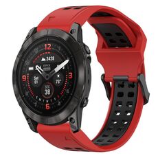 Per Garmin Epix Pro 42mm 20mm cinturino in silicone con fibbia inversa bicolore (rosso + nero)