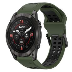 Per Garmin Epix Pro 42mm 20mm cinturino in silicone con fibbia inversa bicolore (verde militare + nero)
