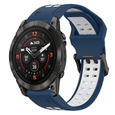 Per Garmin Epix Pro 42mm 20mm cinturino in silicone con fibbia inversa bicolore (blu + bianco)