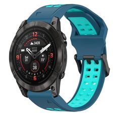 Per Garmin Epix Pro 42mm 20mm cinturino in silicone con fibbia inversa bicolore (blu + verde acqua)