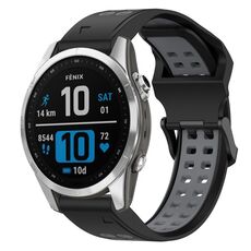 Per Garmin Fenix 7S Cinturino per orologio in silicone bicolore con fibbia inversa da 20 mm (nero + grigio)
