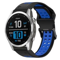 Per Garmin Fenix 7S Cinturino per orologio in silicone bicolore con fibbia inversa da 20 mm (nero + blu)
