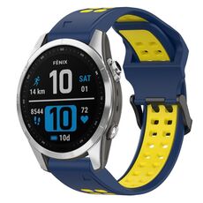 Per Garmin Fenix 7S Cinturino per orologio in silicone bicolore con fibbia inversa da 20 mm (blu + giallo)