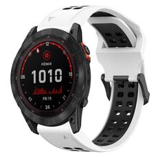 Per Garmin Fenix 7S Solar 20mm cinturino in silicone con fibbia inversa bicolore (bianco + nero)
